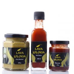 Lava Jolokia Trio (Soße, Senf, Jam) 